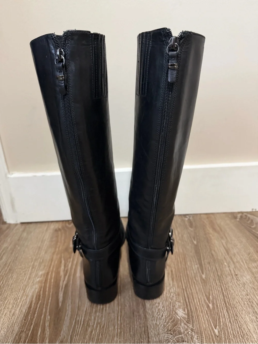 Via Spiga Black Leather Knee-High Women's Boots